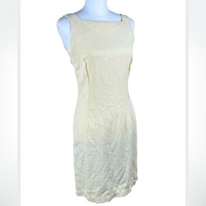 Tommy Bahama 100% SILK Pale Yellow Sheath Sleeveless Tank Dress 4